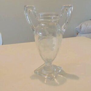 Petite Vintage Clear Etruscan Shape Glass Urn Vase.